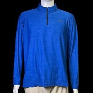 Nike Dri-Fit Blue Athletic 1/4 Zip Neck Long Sleeve Sweatshirt Men Size Large